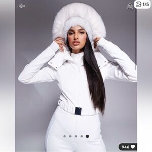 ASOS 4505 White Fur-Trimmed Ski suit